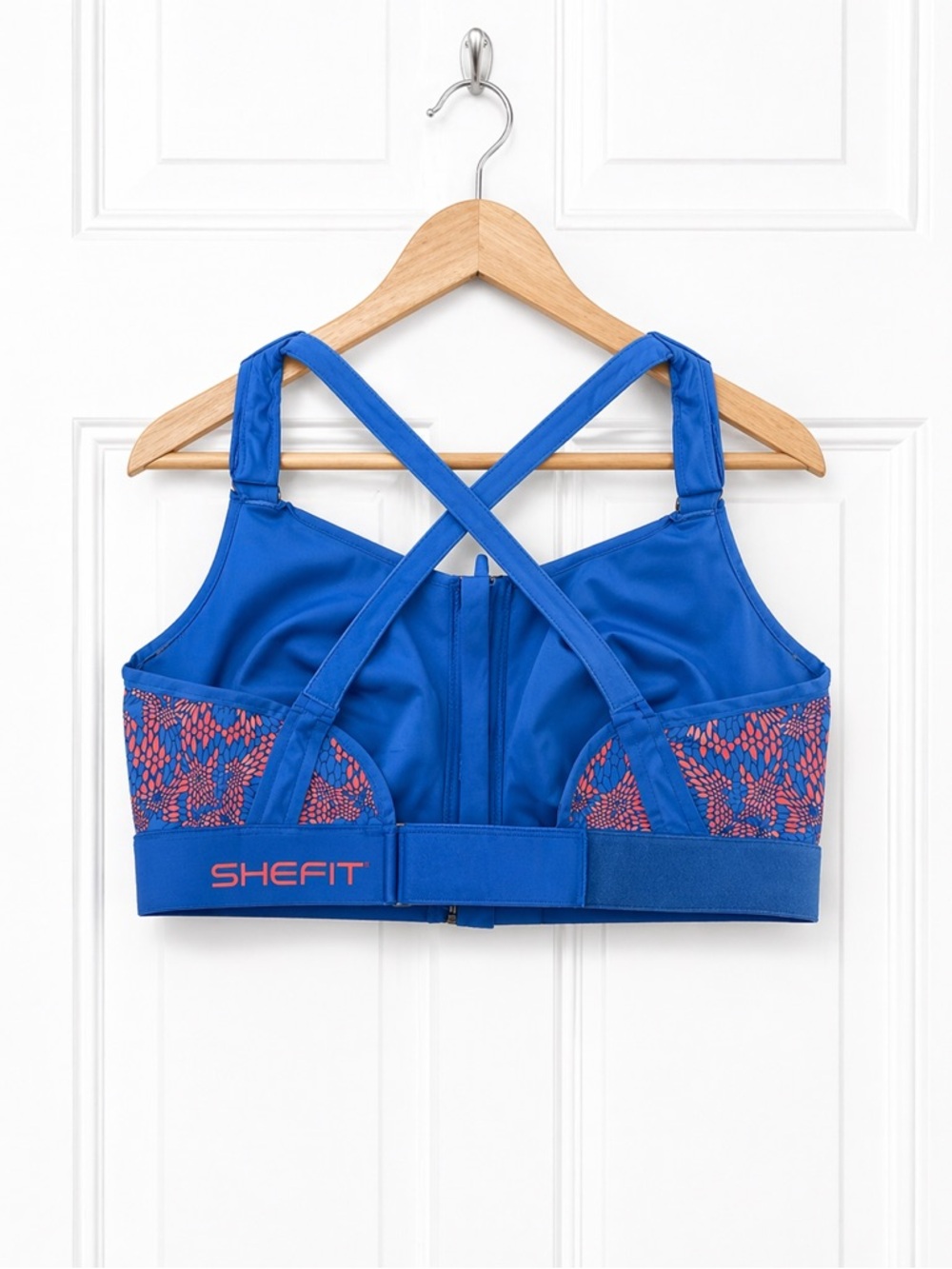 SHEFIT Ultimate Sports Bra Blue 4Luxe High Impact Front Zip FLAWED